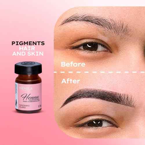 MENELA Eyebrow Henna Tint Kit - Light Brown Brow Color with Bamboo Extract - Natural Look, Easy Application - 2.5g Henna + 15ml Fixer - Ammonia-Free, Vegan, Cruelty-Free
