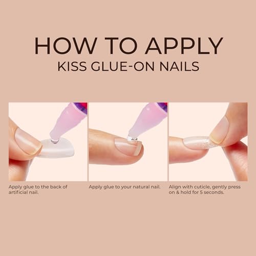 KISS Classy, Press On Nails, Nail glue included, 'Dashing', Light White, Medium Size, Almond Shape, Includes 28 Nails, 2g glue, 1 Manicure Stick, 1 Mini File