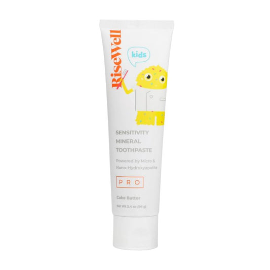 RiseWell PRO Kids Mineral Toothpaste - Micro & Nano Hydroxyapatite Toothpaste Kids - Made in USA, Natural and Safe to Swallow, Dentist Developed for Kid's Daily Oral Care (Cake Batter Flavor)