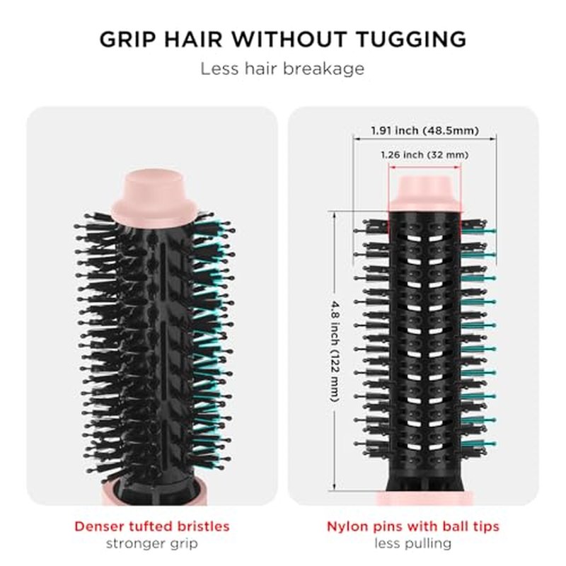 Hair Dryer Brush Blow Dryer Brush in one, Aima Beauty 1.25'' Round Brush Blow Dryer Ionic Hot Air Brush Styler Volumizer with Ceramic Coating & Tufted Bristles for Smooth and Shiny Blowout, Pink