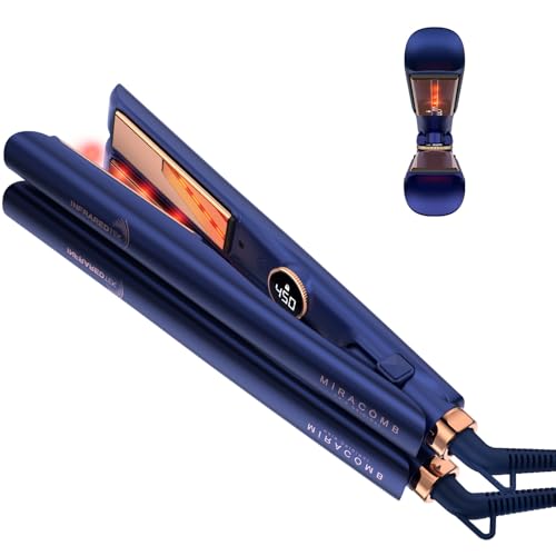 Titanium Flat Iron Hair Straightener | MIRACOMB Professional Straightening Iron Styler with Infrared Light for Straight and Smooth Styles|1" Premium 2 in 1 Styling Tool with Digital Heat Settings