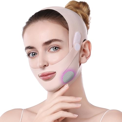 Graphene Chin Strap for Sleeping, Reusable V Line Lifting Mask Double Chin Reducer for Face Lift,Jaw Exerciser,Double Chin Eliminator for Women,Face Slimming Strap,Face lifting Mask,22.44in*8.39in