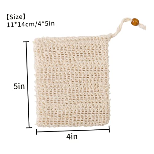 4 Pcs Drawstring Soap Foaming Bags Multipurpose Net Bags for Bar Soap African Net Sponge Design for Exfoliating and Foamingbathroom and Shower