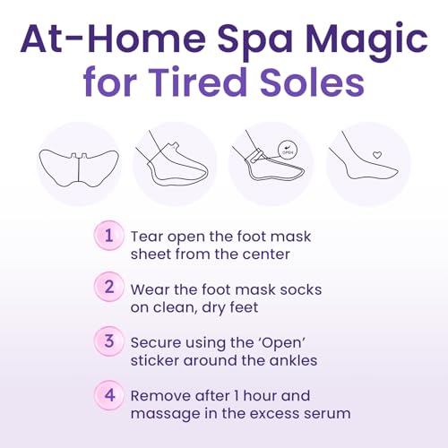 Foot Peeling Mask (6 pairs) Exfoliating Foot Mask for Dry Cracked Feet with Lavender & Shea Butter, Dead Skin & Callus Remover for Feet, Exfoliating Socks for Women & Men, One Size Fits Most
