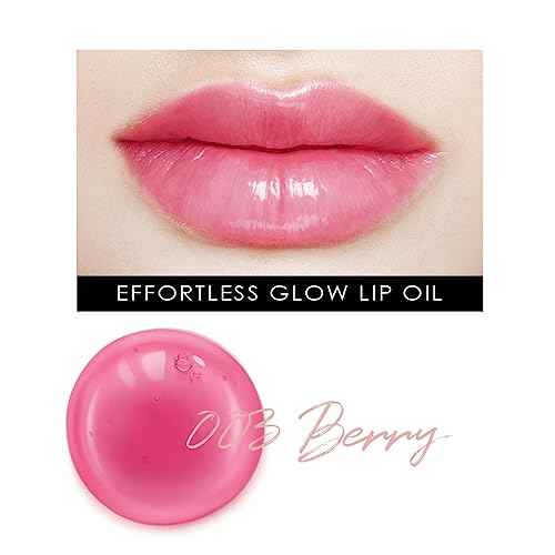 glowiest EFFORTLESS Glow Lip Oil 003 BERRY: Hydrating, Nourishing, Plumping | Non-Sticky Lip Gloss, Sheer, Lip Camellia Oil - 0.17oz (5ml)