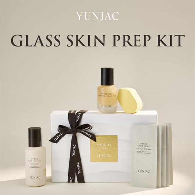 Glass Skin Prep Gift Set ? Skincare & Makeup with Base Prep (0.84 fl oz), Concentrate Serum (1.35 fl oz), and Foam Exfoliant Samples (2g ¡¿ 5ea) | Hydrating, Cleansing & Makeup-Ready Kit