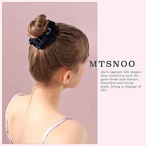 MTSNOO Mulberry Silk Scrunchies Set for Women & Girls: 3-Pack Elastic Hair Ties for Curly Hair, 100% Pure 22 Momme