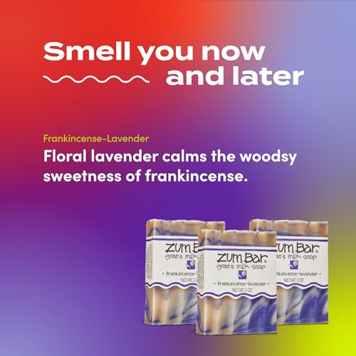Indigo Wild Zum Goat's Milk Soap Bar - Bar Soap for Hands & Body Made with Essential Oils - 3 oz - Frankincense-Lavender (6 Pack)