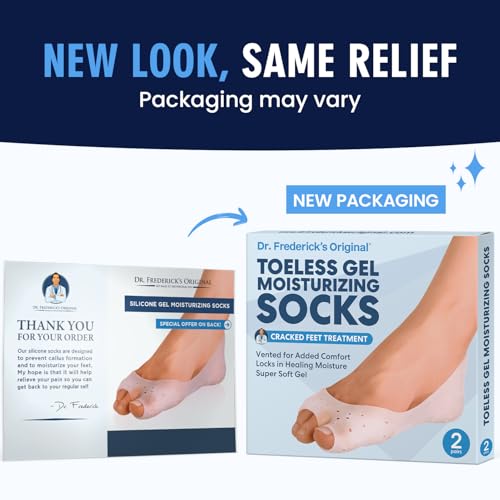 Dr. Frederick's Original Moisturizing Gel Socks - 4 Pieces - Prevents Dry Cracked Heels & Cracked Feet - Day & Night Socks - W4-10 | M5-8