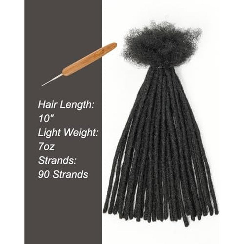 100% Human Hair Pencil Dreadlocks Extensions for Women/Men/Kids DIY on Clearance - 10inch Small Size 0.4cm Thin Locs - Natural Black - 3 Packs (90 Strands)