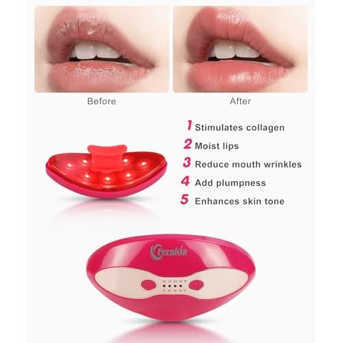 FERNIDA Red Light Lip Therapy for Women Rechargeable Lip Device with Heated Eye Care, Improve Lip Color & Smooth Lip Wrinkles, Red