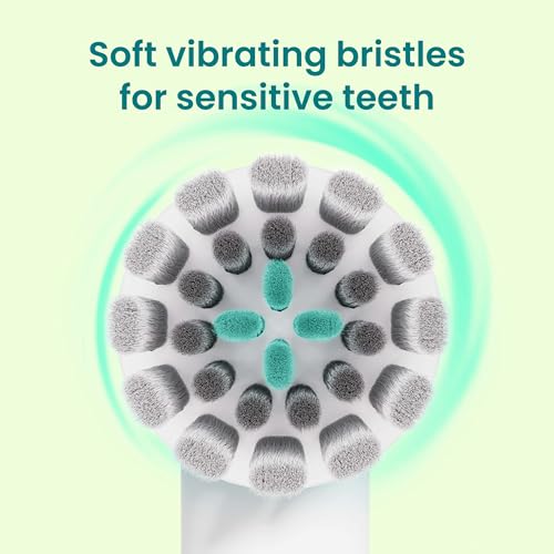quip Rev 360 Oscillating Electric Toothbrush Heads - 4 Pack - Verified quip Brush Head Refills for Oscillating Toothbrushes - Soft Bristles, Dual-Length, Compact - Last 3 Months Each - White