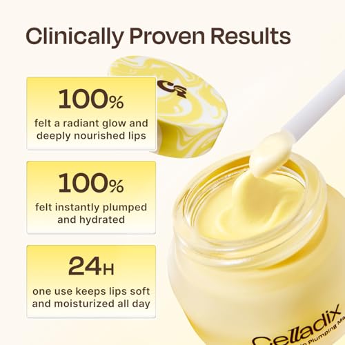Celladix Overnight Lip Plumping Mask with Banana PDRN ? Pudding-Like Melting Balm Texture, Vanilla Scent ? Hydrating & Mild Plumping Treatment for Kissable Lips with Honey & Collagen, 0.5 Fl oz