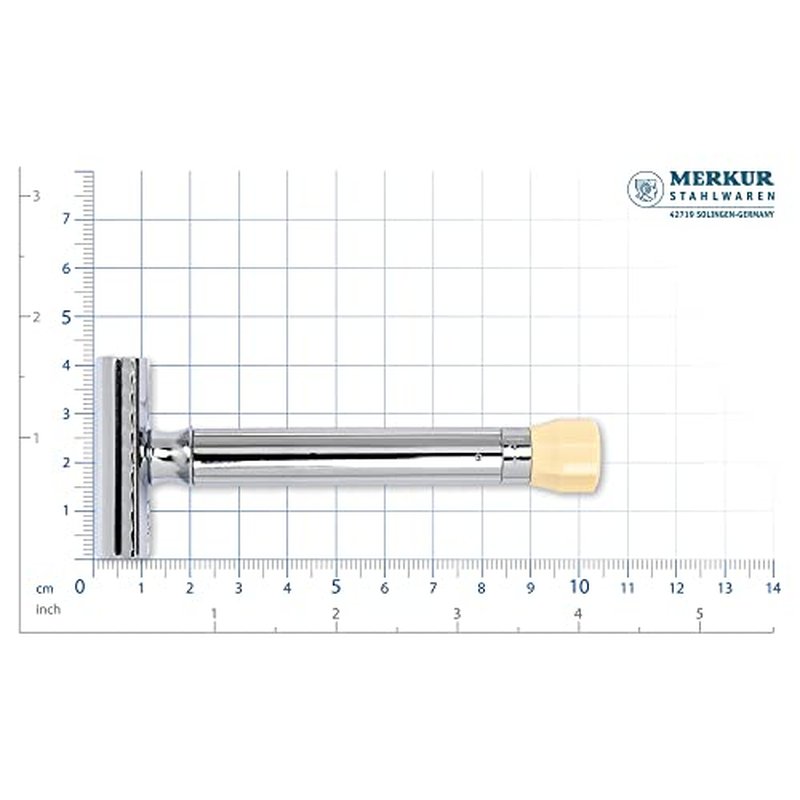 MERKUR Progress 510 Adjustable Double Edge Safety Razor - Long Handle Adjustable Razor With Dial Made in Germany Plastic-Free Closed Comb Straight Bar