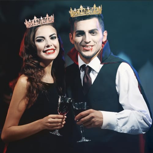 King Crown for Men - Vofler Gold Prince Mens Kings Queen Costume Crowns Royal Medieval Fleur De Lis Metal Headband Cake Topper for Adult Boy Bachelor Homecoming Birthday Prom Halloween Party Golden