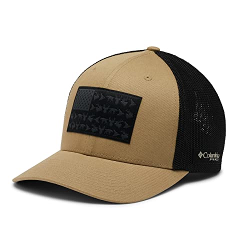 Columbia Unisex PHG Game Flag Mesh Ball Cap, Sahara/Black, S/M