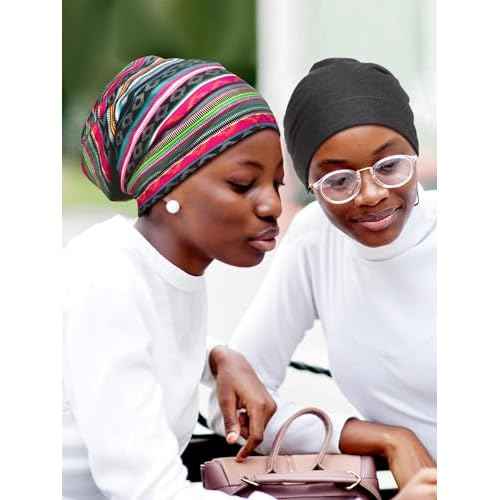 Sintege 6 Pcs Satin Lined Bonnet Sleep Cap for Women Men African Silk Soft Beanie Hair Sleep Wrap for Natural Curly Braids(Exquisite Patterns)