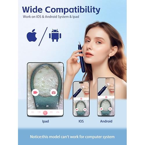 Visual Blackhead Remover Tools with Camera,Pimple Popper Extractor Tool Kit with Camera 20X 1080P Pore Cleaner Acne Comedone Whitehead Extractor Kit for iPhone/Android (Blue)