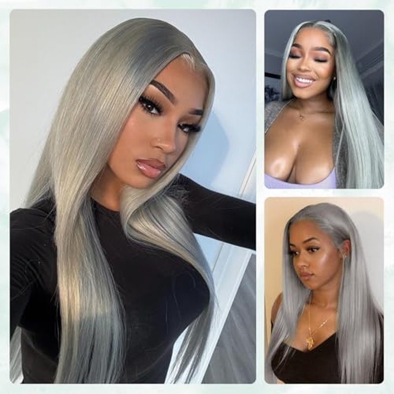 Grey Color Straight Bundles Human Hair, Short 12A 100% Unprocessed Virgin Remy Bundles Lavender Silver Gray Human Hair Soft and Thick Sew In Quick Weave 10 12 14 Inch for Women