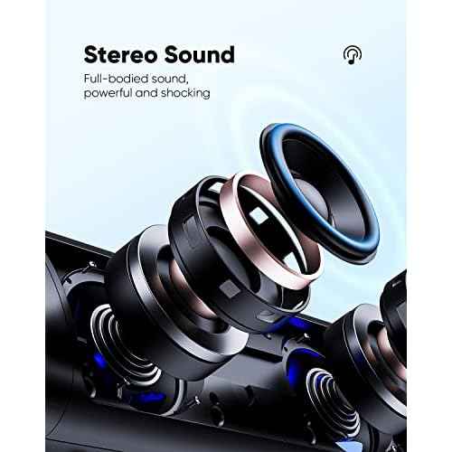 Bluetooth Speaker Stocking Stuffers for Men Women Teens Boys Girls: Portable Wireless, IPX5 Waterproof, White Elephant Gifts for Adults, Up to 20H Playtime, TWS Pair, for Home/Party/Outdoor (Black)