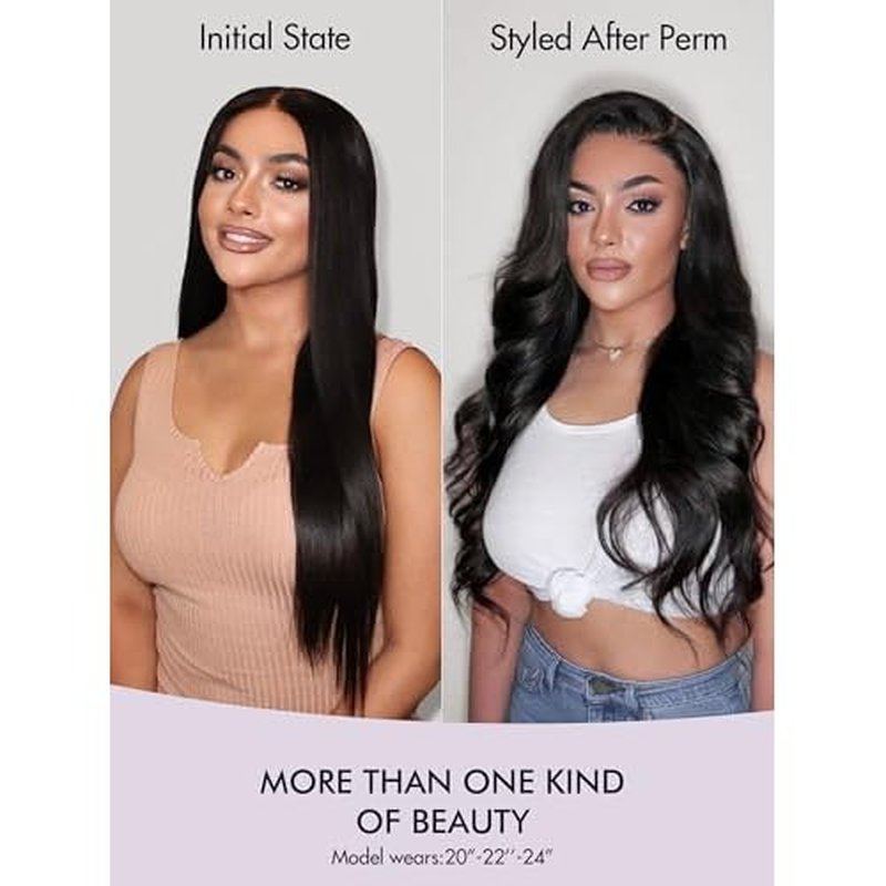 LUVME Human Hair Bundles 16 inch Straight Bundles Human Hair Extensions, 100% Brazilian Virgin Human Hair 1 Bundle, Unprocessed Double Weft 15A Grade, Soft & Full Natural Look for Black Women
