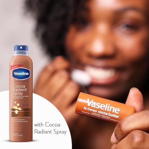 Vaseline Cocoa Radiant Spray 2-Pack for Dry Skin + Vaseline Lip Therapy Cocoa Butter Lip Balm (3 Piece Set)