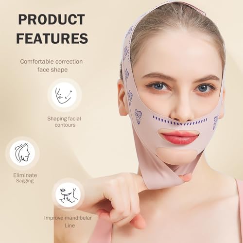 MASIKA Chin Strap for Sleeping,Jaw Strap,Jawline Shaper,V-Line Mask Chin Up Mask V Shaped Face Mask, Jaw Exerciser,Reusable,Butterfly