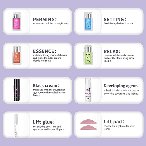 PERMANIA Lash Lift Kit with Black Color, Eyelash & Brow Lamination 4 IN 1 Black Color Make Lash Perm Voluminous and Curl for Salon & Home£¨Black£©