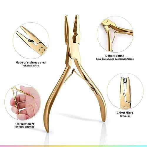 GlamorDove Hair Extension Tool Kit Stainless Steel Pliers Microlink Tool Set Opener Pliers Oxford Cloth Bag Hair Loop Tool Weft Extensions Hairdressing Styling Salon Accessories
