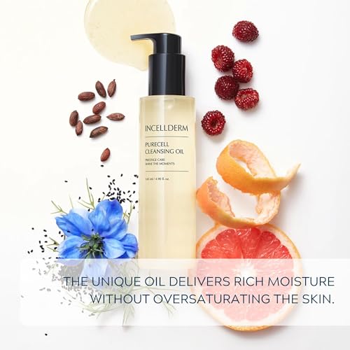 Riman Incellderm Purecell Cleansing Oil | 4.9 fl oz | Gentle Makeup Remover and Hydrating Cleanser | Suitable for Various Skin Types | Lightweight, Plant-Based Formula
