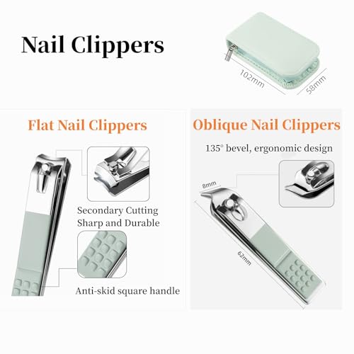 Manicure Set Nail Clippers Pedicure Kit -7 Pieces Stainless Steel Travel Nail Kit, Travel Essentials Purse Essentials Professional Grooming Kits, Manicure Kit with Zipper Portable Pack
