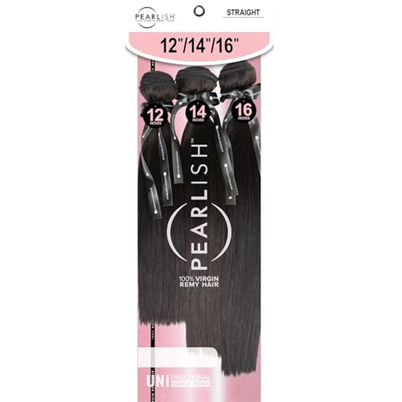 Sensationnel Pearlish multi bundle - straight deep pearl conditioned 15a soft remy beauty supply sew in or glue on human hair layered lengths (12 14 16 inch, NATURAL)