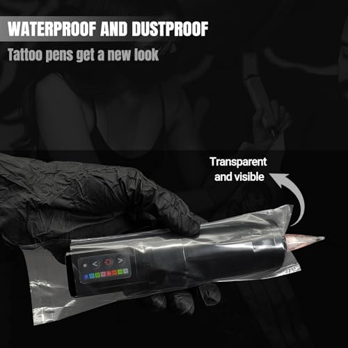 200Pcs PMU Pen Machine Covers Sleeves Tattoo Machine Protect Film Bag Disposable for Tattoo Cartridge Machine Gun Grips, Derma pen Microneedling (Clear)