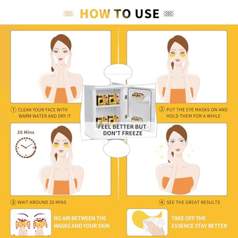 24K Gold Eye Masks for Dark Circles and Puffiness 70PCS, Under Eye Patches Gel Pads for Puffy Eyes Treatment w/Collagen, Caffeine, Peptides for Eye Bags Treatment, Gel Eye Mask Skincare