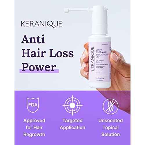 Keranique Hair Regrowth Treatment for Women - 2% Minoxidil for Hair Growth & Thickening - Topical Solution Scalp Treatment for Hair Loss & Thinning w/ Precision Spray Applicator - 2 Fl Oz