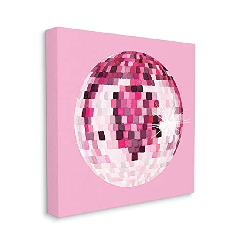 Stupell Industries Dazzling Pink Disco Ball Shining Geometric Pattern, Design by Hey Bre! Creative Studio, Gallery Wrapped Canvas, 36 x 36