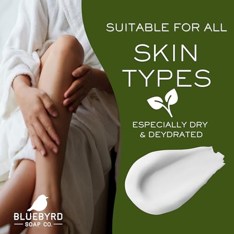 Bluebyrd Soap Co. Eucalyptus Mint Body Butter | Relaxing Whipped Body Cream for Men and Women | Non-Greasy Moisturizing Dry Skin Lotion for Hands, Body & Feet 8oz. Jar (EUCALYPTUS)