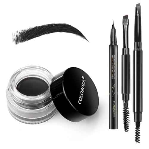 Eyebrow Pomade Pencil Liner Kit for Eyebrows Makeup with Waterproof Eyebrow Pencil, Eyeliner,Dual-ended Eyebrow Brush and Waterproof Smudge-proof Eyebrow Pomade 7g-Black