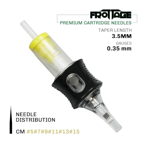 FROTTAGE 16PCS Extreme Tattoo Cartridge Needles 5CM Curved Magnum Standard, Dragoart Professional Tattoo Needles Cartridge Tattoo Supplies for Tattoo Machine Tattoo Pen (1205CM)