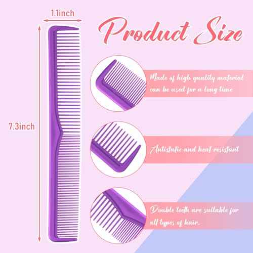 Meanplan 24 Pieces Hair Cutting Combs Professional Barber Hairdressing Combs Carbon Fiber Wide and Fine Tooth All Purpose Hair for Men and Women(Bright Color)