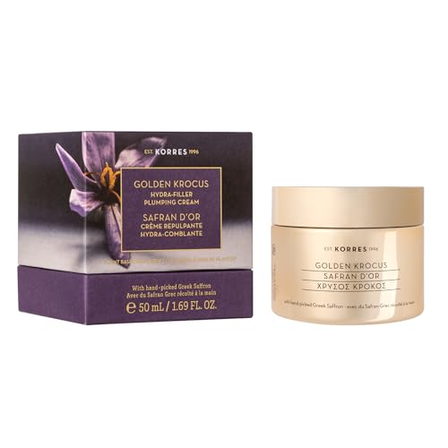 KORRES Golden Krocus Hydra-Filler Plumping Cream, Greek Saffron Face Moisturizer, Anti-Wrinkle Hydration Cream for Women & Men, Firming Day & Night Cream, Skin Care with Hyaluronic Acid, 1.69 fl oz