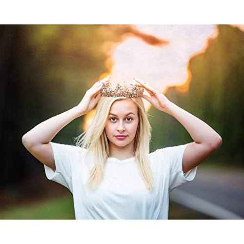 SNOWH Baroque Queen Crowns and Tiaras, Crystal Wedding Crown for Women, Vintage Birthday Tiara, Halloween Costume Party Hair Accessories with Gemstones