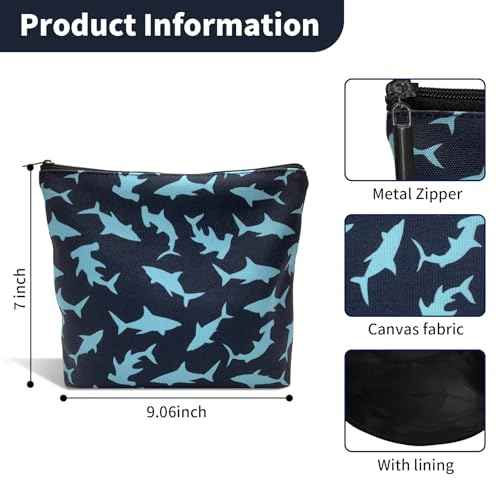 Degpum Shark Makeup Bags for Women,Perfect Cosmetic Bag Just A Girl Who Love Shark For Sisters,Daughters, Friends,Teen Girls & Women.Ideal Gift For Travel, Birthdays, & Christmas,Mothers Day