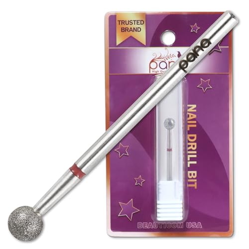 PANA 3/32" Diamond Carbide Ball Bit- Style 06, Fine Grit - Professional Cuticle Nail Drill Bits for Acrylic Gel Nails Dry Manicure Pedicure Shape Remove Tools