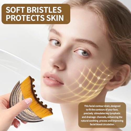 Lymphatic Contour Face Brush,Contour Face Brush for Lymphatic Drainage,Dry Lymphatic Drainage Massager,Ergonomically Designed to Fit The Skin Precisely