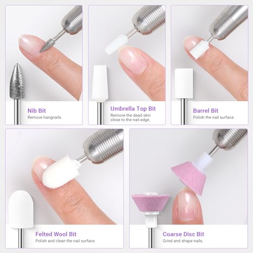 MelodySusie 21pcs Nail Drill Bit Set, Professional 3/32'' Ceramic Diamond Carbide Acrylic Gel Nail Art Tool Kit, Cuticle Remover Bit for Acrylic Gel Dip Powder, Nail Manicure Pedicure, Salon Home