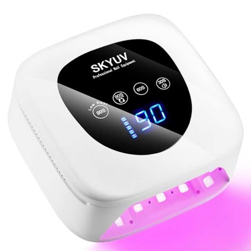 Rechargeable UV LED Nail Lamp, SKYUV Cordless Nail Dryer for Gel Polish, UV Nail Lamp with 4 Timers Setting and LED Touch Screen, Professional Curing Lamp Light with 30 Beads for Salon and Home