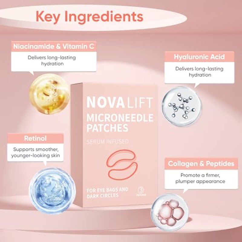 MicroGlow Eye Patches,Under Eye Patchs Hyaluronic Acid Eye Mask for Dark Circles for Women, Forehead Wrinkle & Smile Line Patches (1BOX(3 Pairs))