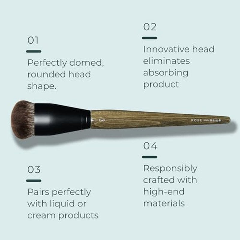 Rose and Ben Beauty C43 Cream Sculpting Brush | Precision Buffing for Cream & Liquid Makeup | Seamless Blending & Sculpting | Cruelty-Free Fibers