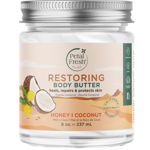 Petal Fresh Pure, Restoring Body Butter, Heals, Repairs & Protects Skin with Honey & Coconut Oil, 8 Fl oz